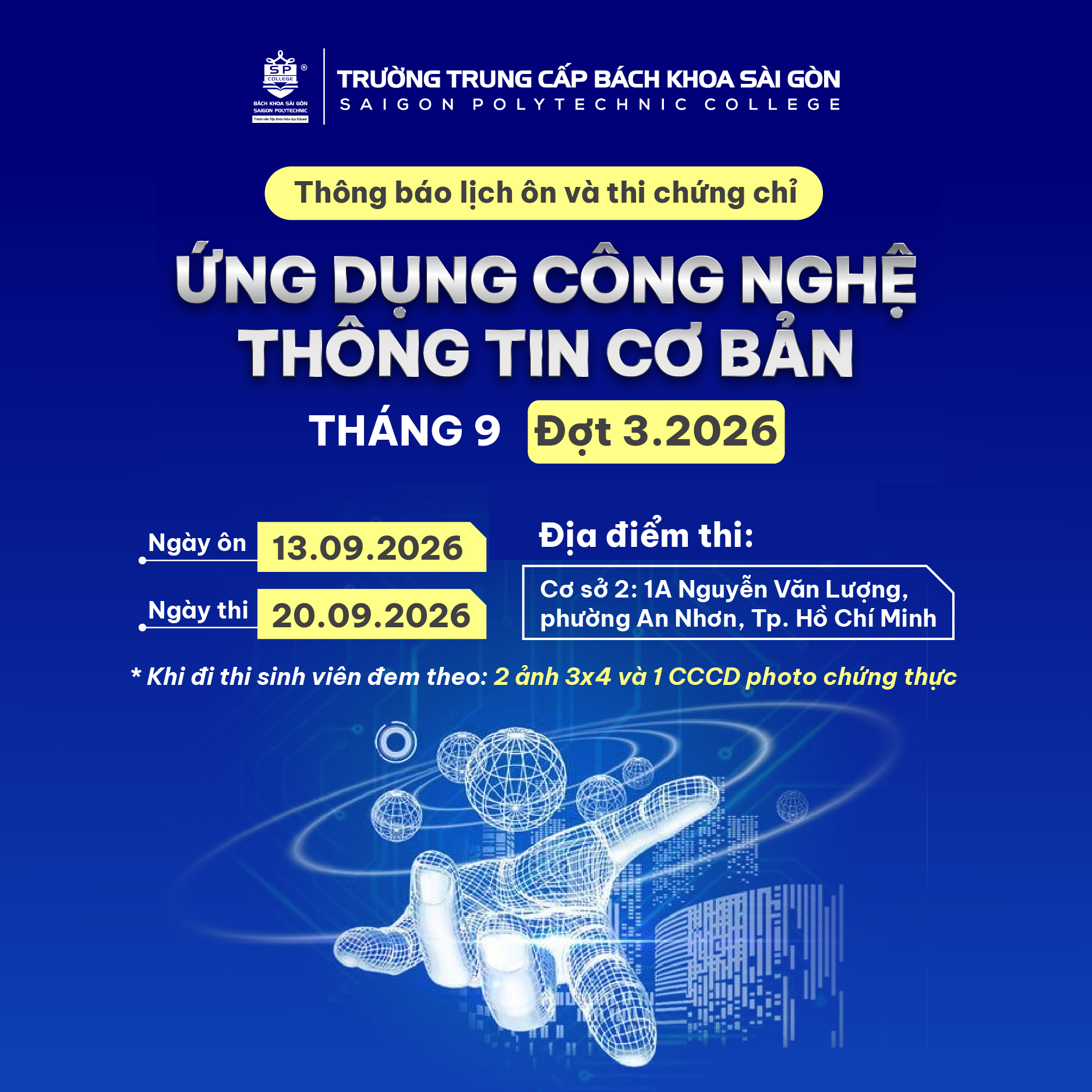 Thông báo lịch ôn và thi tin học đợt 3-02